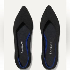 NIB Rothy's The Point Sz 5 Flats Pointed Toe Black Shoes Slip On Comfort Ballet
